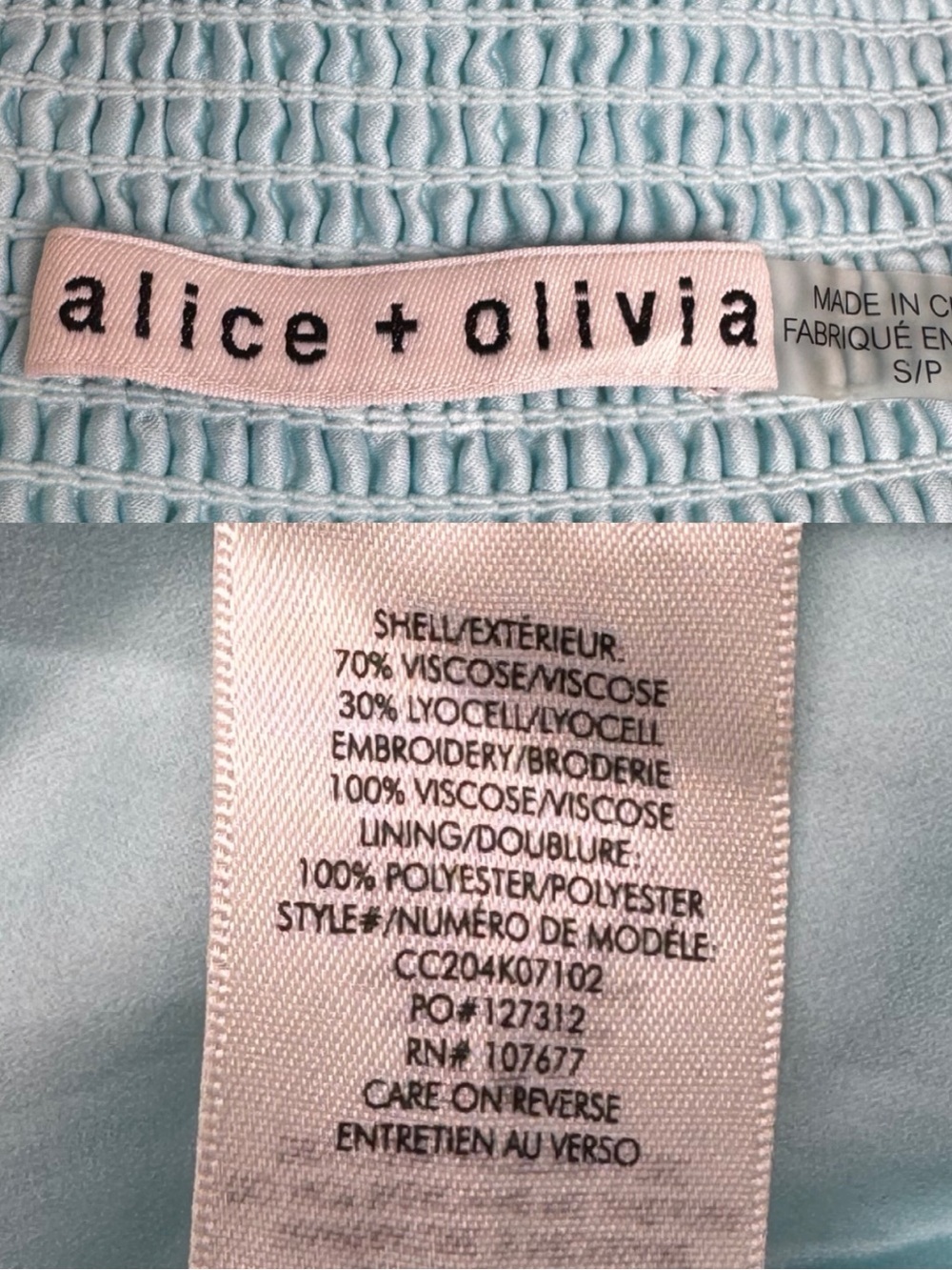 Alice + Olivia Russell High Waisted Eyelet Pant in Powder Blue Small - Picture 12 of 13